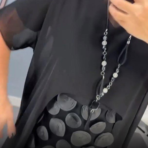 Women’s Elegant V-neck Black Dress with Irregular Outwear 2-piece Set