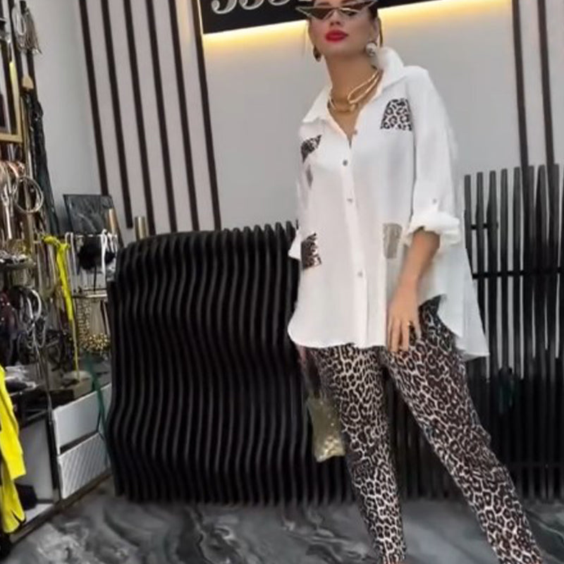 π 50% off sale! Free Shipping π Women's Casual Fashion Leopard Print Two Piece Set
