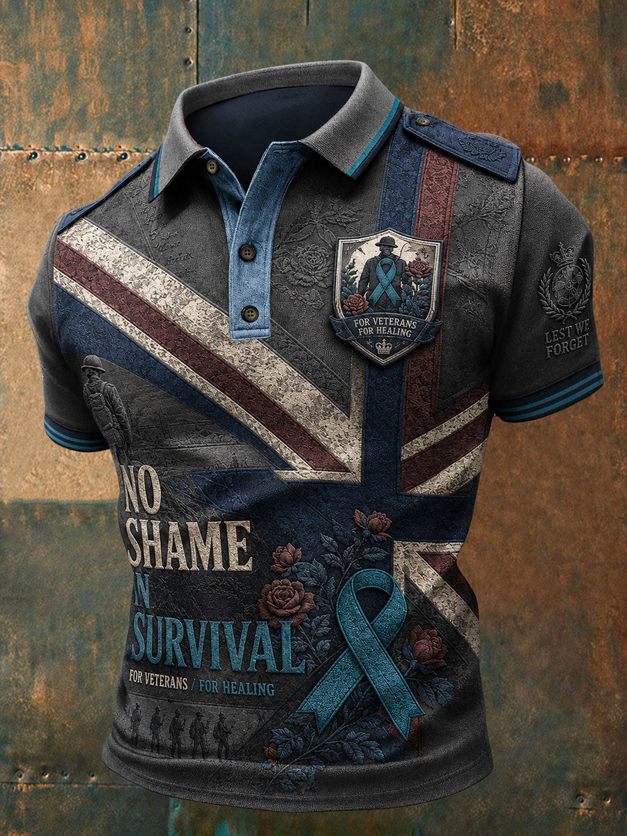 Men's PTSD Awareness Art Printed Casual Tops