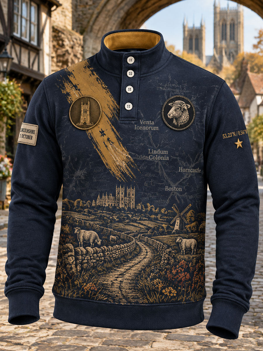 Men's Four-button Hoodie