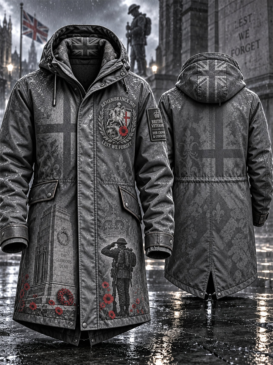 Men's Remembrance Day Lest We Forget Long Coat