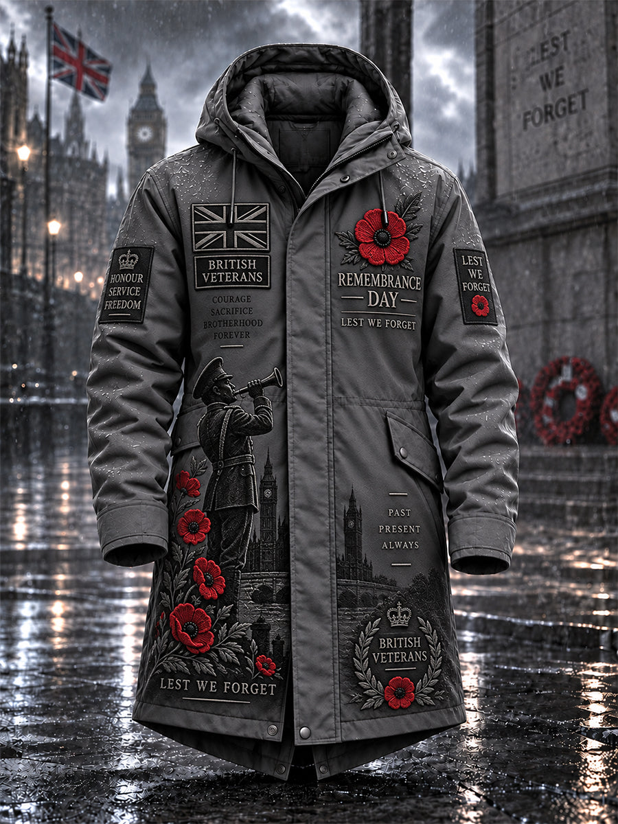 Men's Remembrance Day Lest We Forget Long Coat