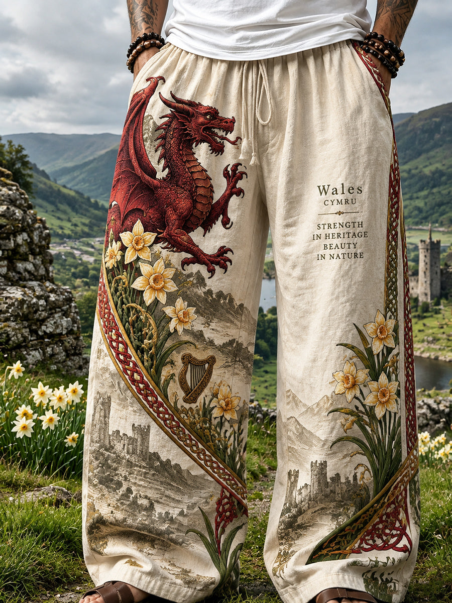 Men's Vintage British Wales Printed Pants