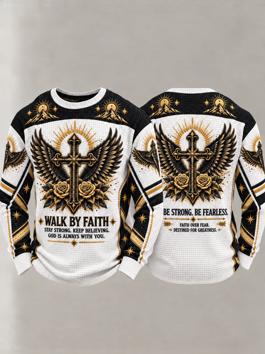 Men's Christian Walk By Faith Waffle Sweatshirt