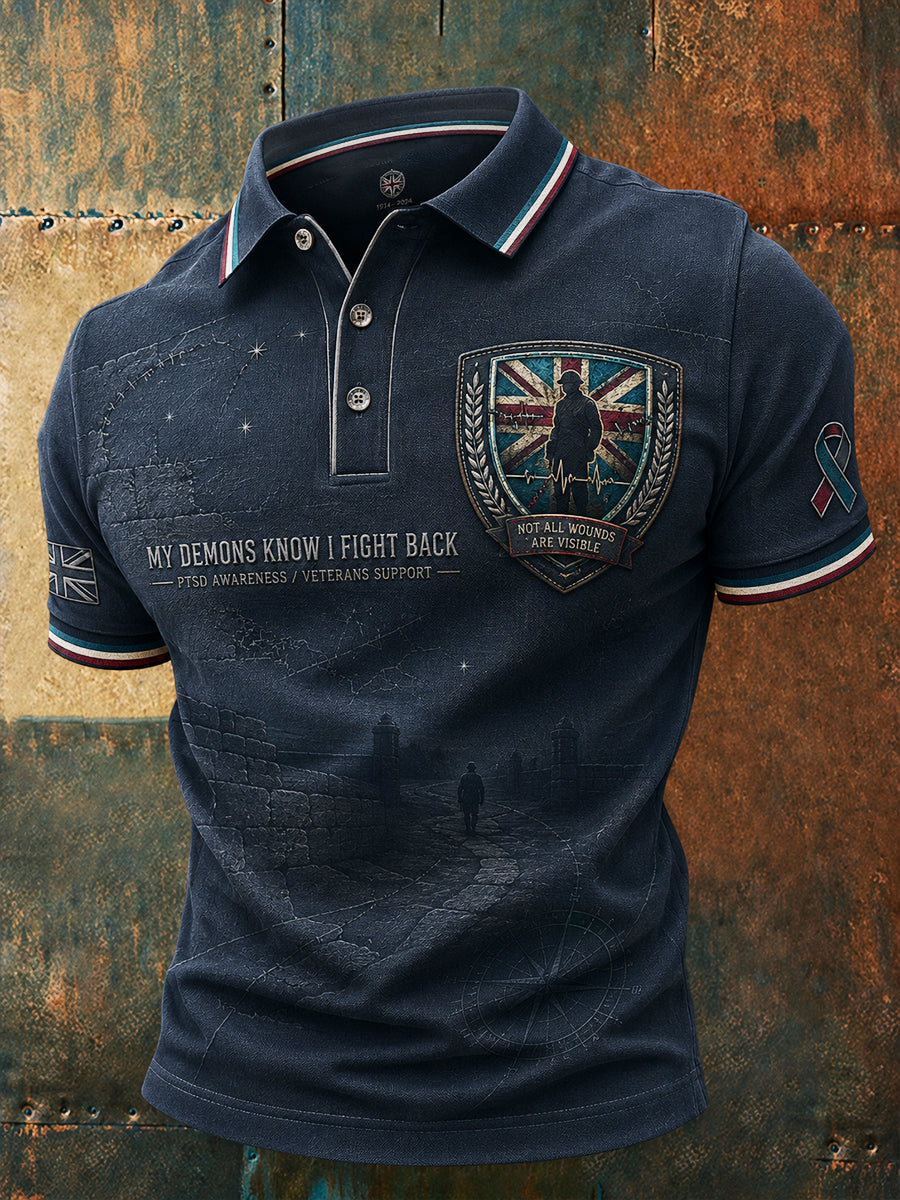 Men's PTSD Awareness Printed Casual Tops