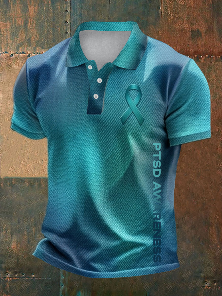 Men's PTSD Awareness Veteran Printed Casual Tops