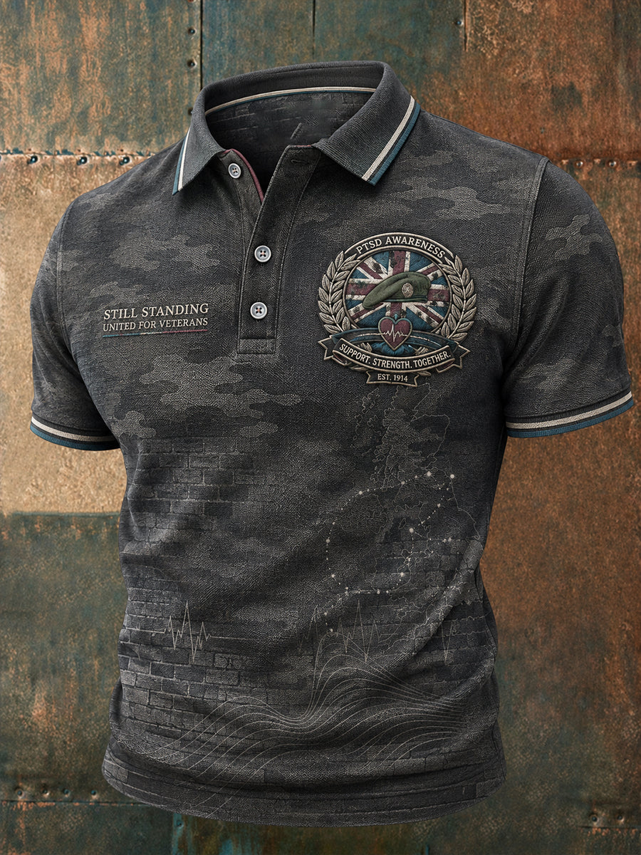 Men's PTSD Awareness Printed Casual Tops