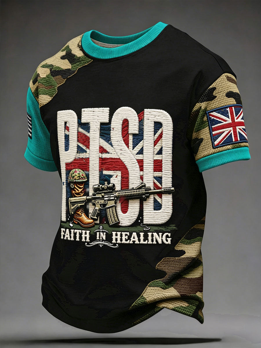 Men's Retro UK PTSD Awareness Printed T-shirt