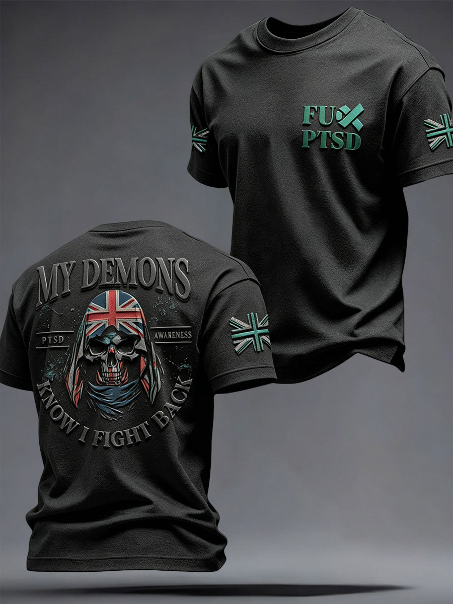 Men's Retro UK PTSD Awareness Printed T-shirt