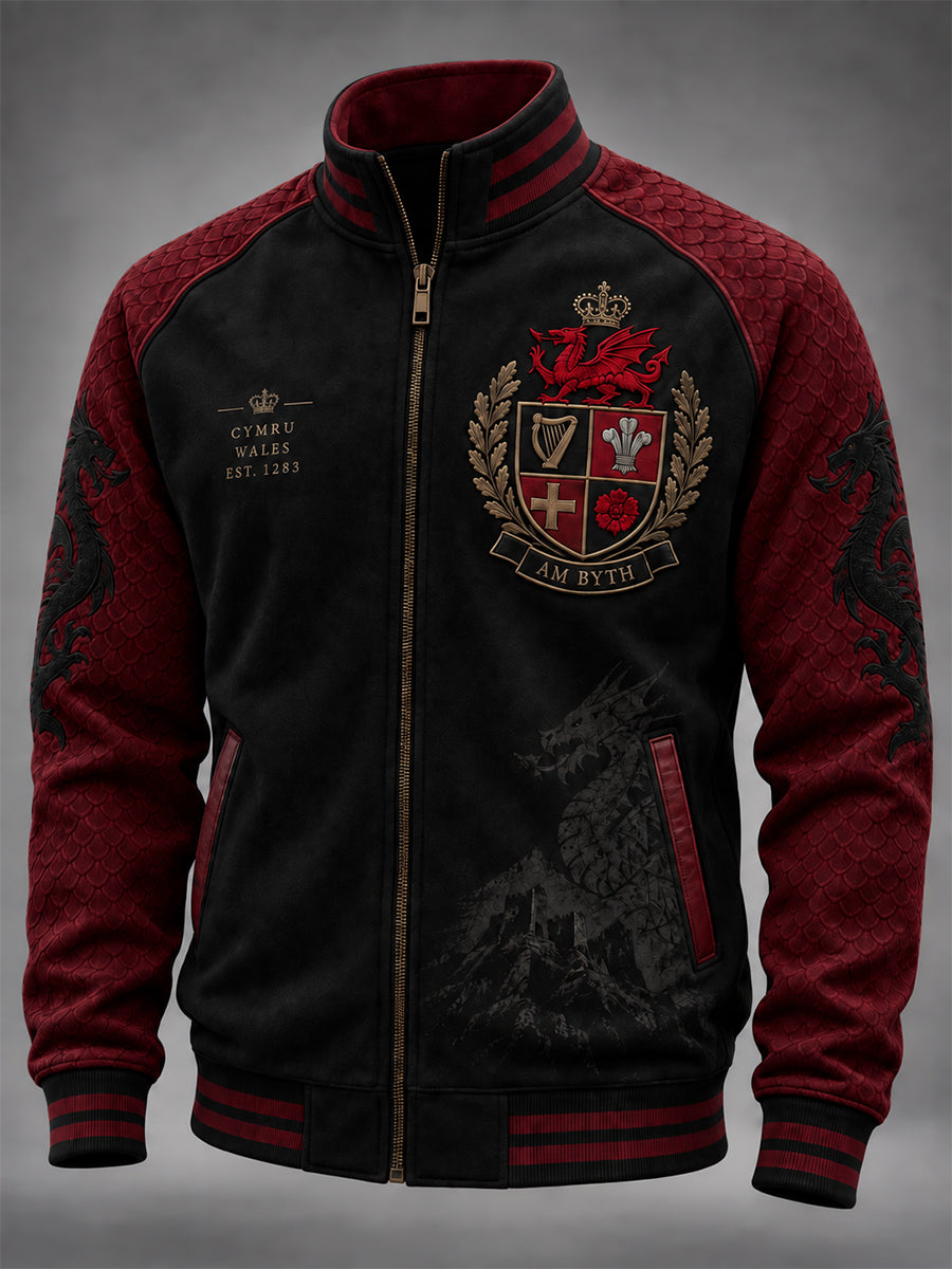 Men's Welsh Red Dragon Printed Zipper Jacket
