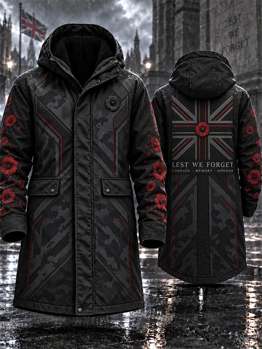 Men's Remembrance Day Lest We Forget Long Coat