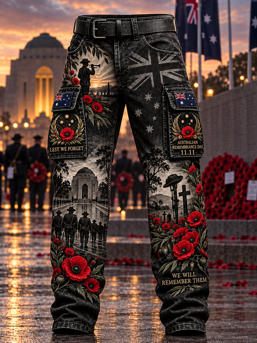 Men's Australian Veterans Remembrance Day Casual Work Trousers