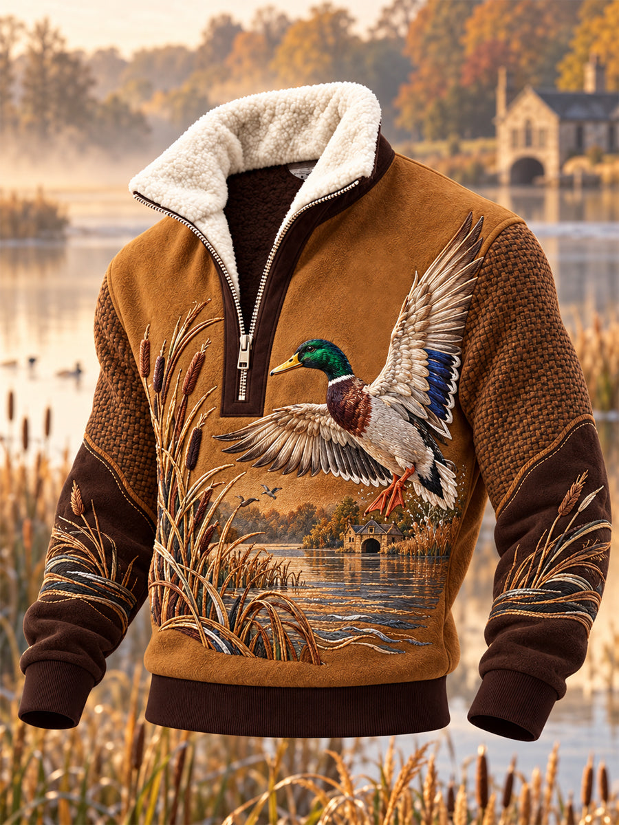 Men's Hunting Season Culture Plush Stand Collar Shirt