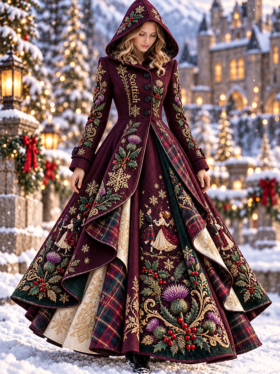 Women's Retro Scottish Christmas Printed Dress