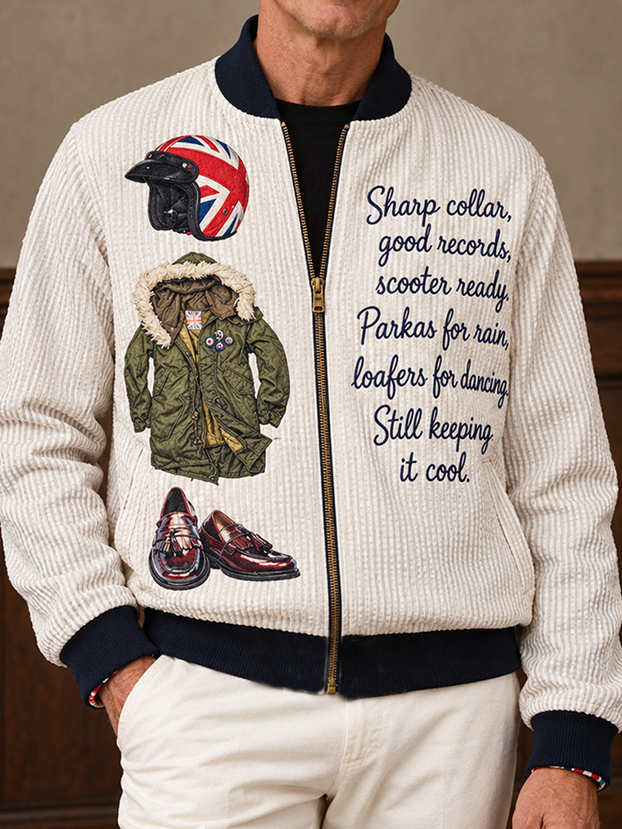 Men's UK Music Lover Mods Art Printed Jacket