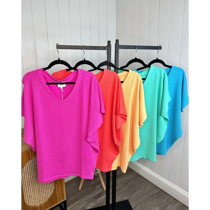 💥Summer Hot Sale 49% OFF💥Women's V-Neck Versatile Casual Bat Sleeve T-Shirt Tops