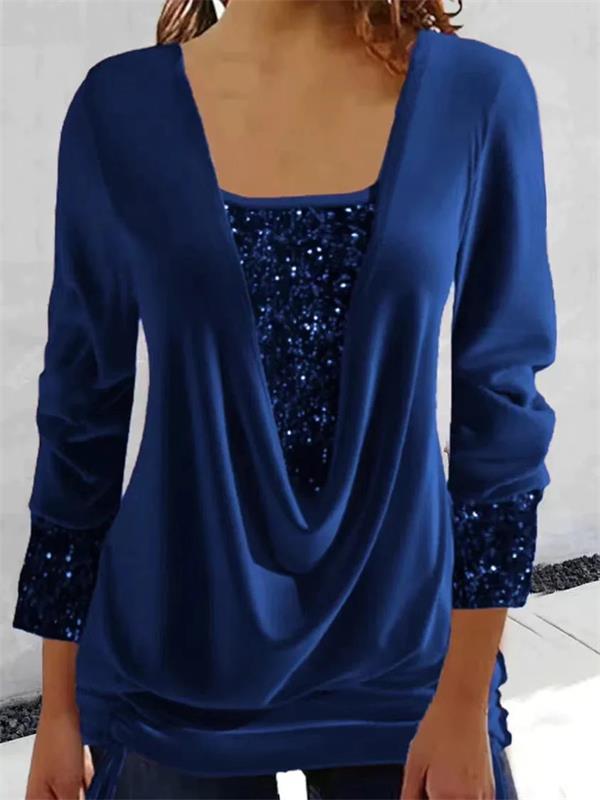 🔥Package!🔥Sequin Loose Smocked Fake Two-Piece Top