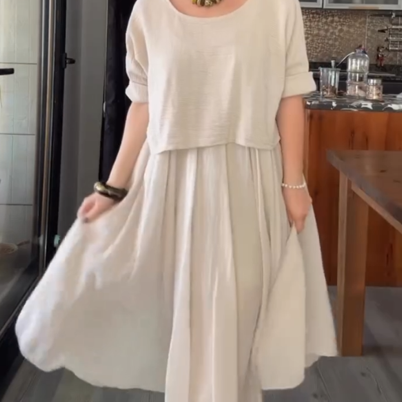 🎁Limited time 50% OFF⏳Women's Round Neck Loose Top & Long Skirt Set