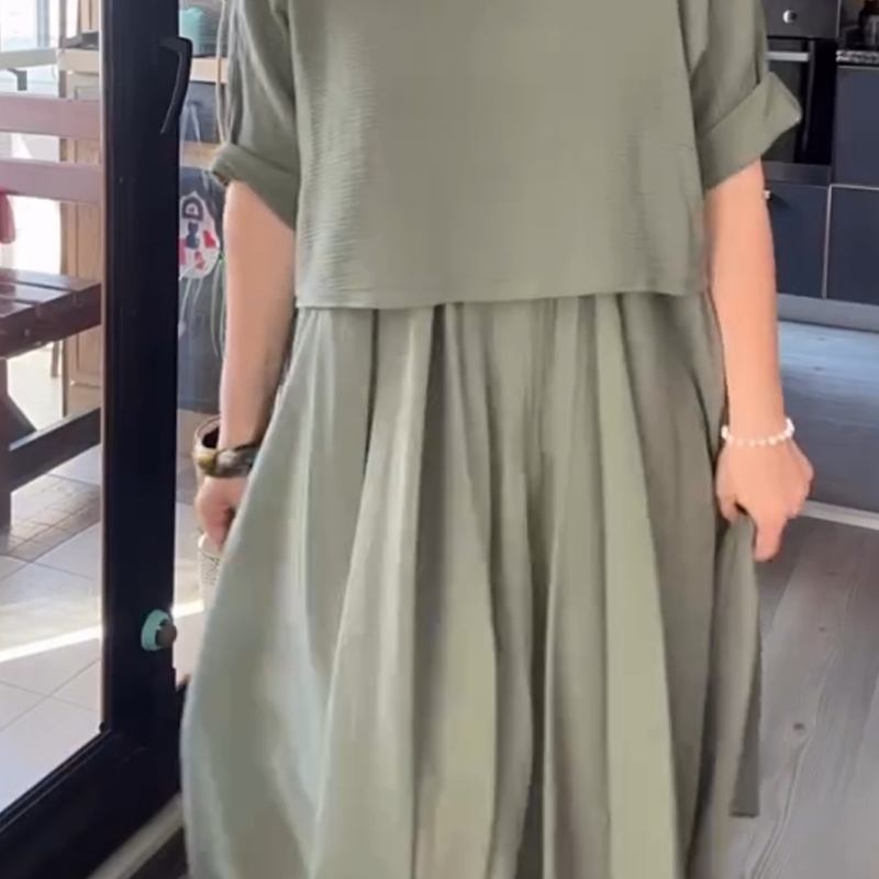 🎁Limited time 50% OFF⏳Women's Round Neck Loose Top & Long Skirt Set