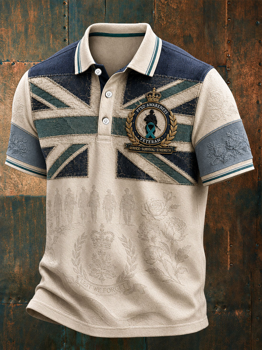Men's UK Veteran PTSD Awareness Printed Casual Tops