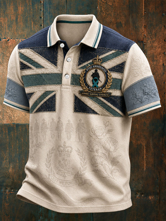 Men's UK Veteran PTSD Awareness Printed Casual Tops