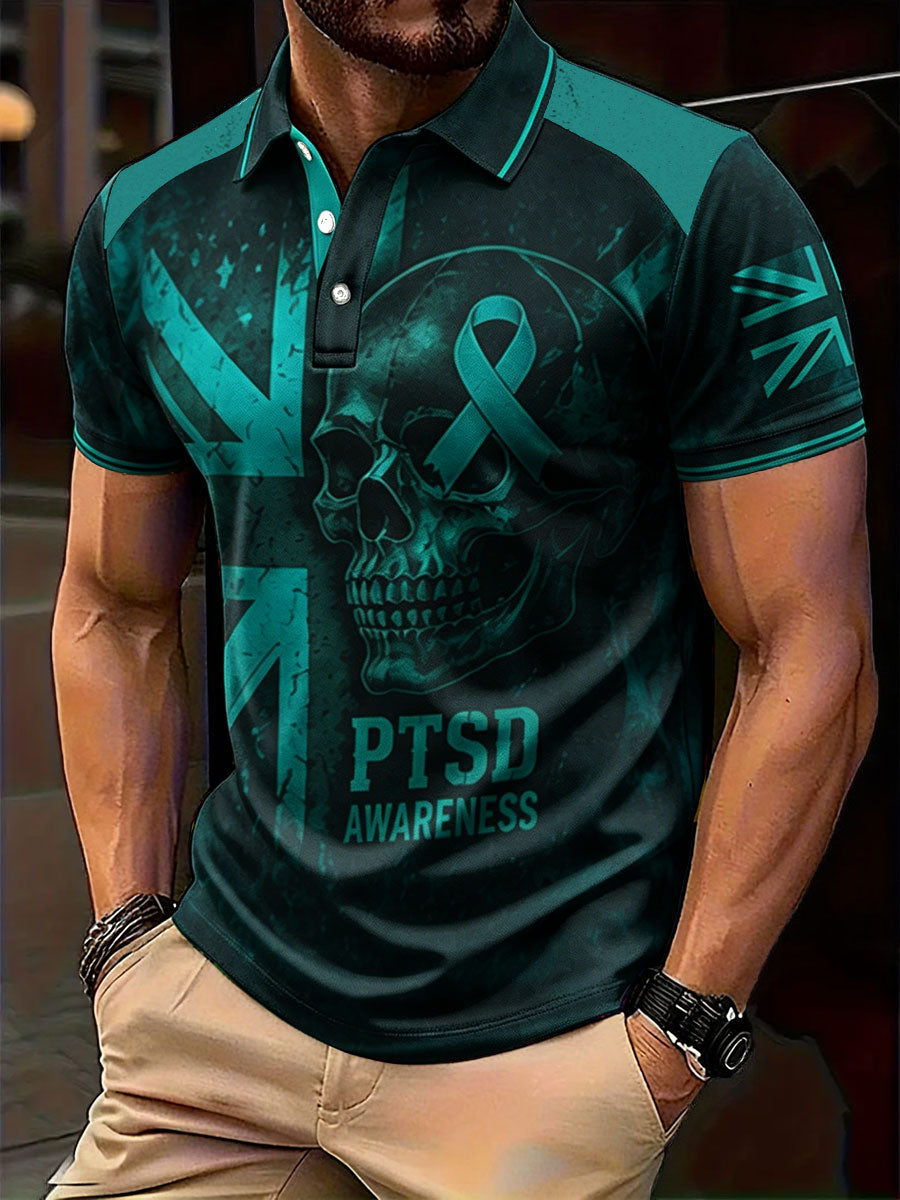 Men's PTSD Awareness Veteran Printed Casual Tops