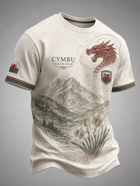 Men's Welsh Cultural Element Art Print T-Shirt