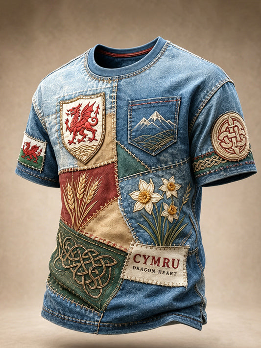 Men's Welsh Cultural Element Art Print T-Shirt