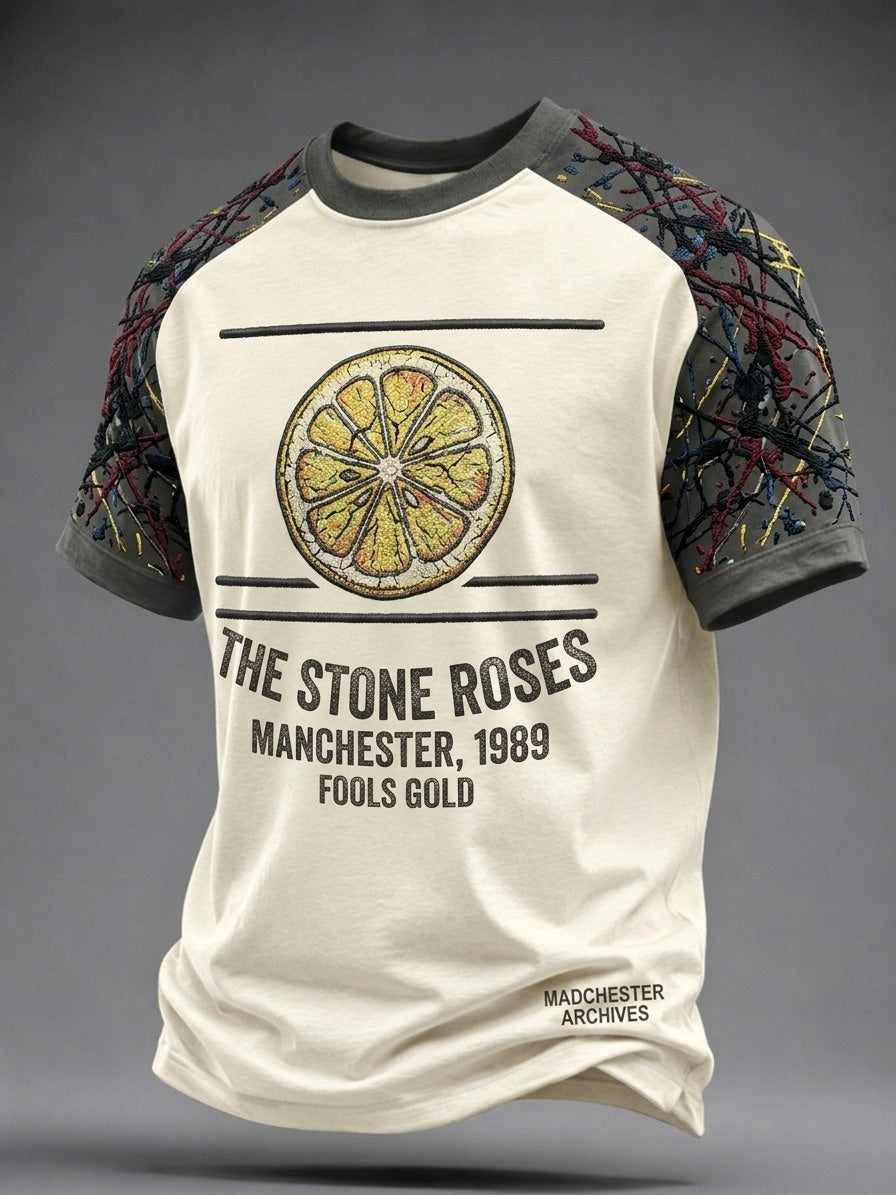 Men's Lemon Roses Music Lover Printed Short-Sleeve T-Shirt