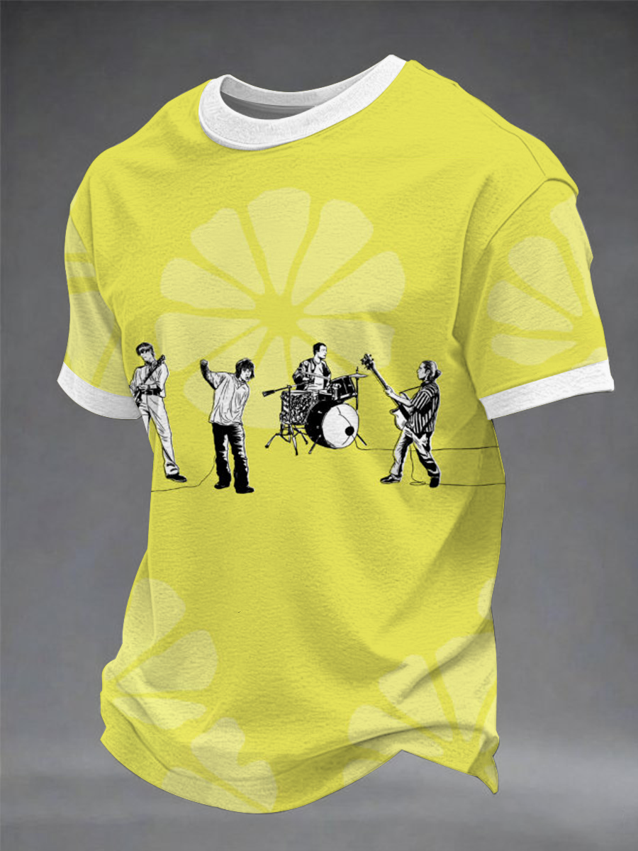 Men's Lemon Roses Music Lover Printed short sleeves t-shirt