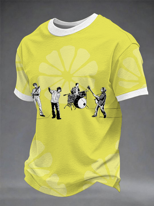 Men's Lemon Roses Music Lover Printed short sleeves t-shirt