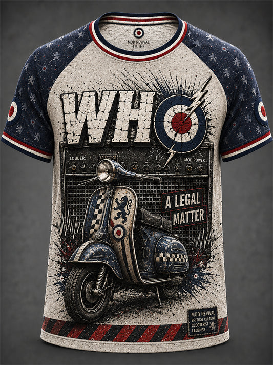 Men's UK Mods Music Lover The Who Printed Short-Sleeved T-Shirt