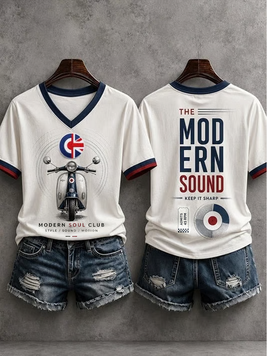Women's Mods Culture UK Music Lover Printed short-sleeved T-shirt