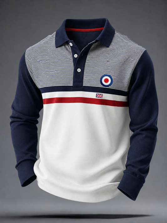 Men's Mods Culture UK Music Lover Business Style Printed long sleeve polo