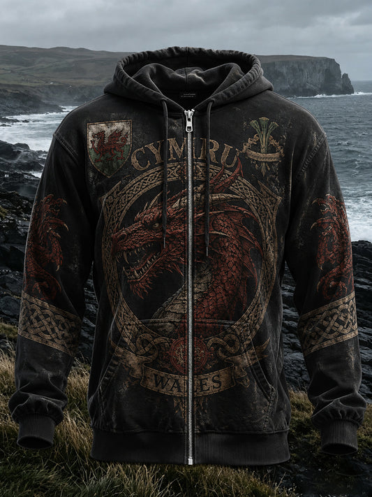 Men's Crew-Neck Welsh-Themed Printed Hoodie From The UK