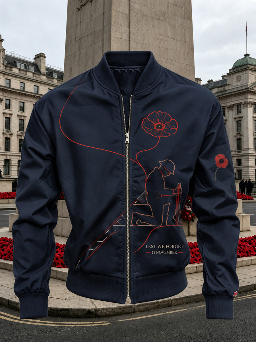 Men's British Rememberance Day-Themed Printed  Jacket