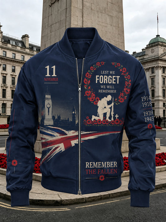 Men's British Rememberance Day-Themed Printed  Jacket