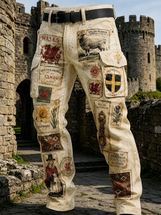 Men's Vintage British Welsh Patterned Work Trousers