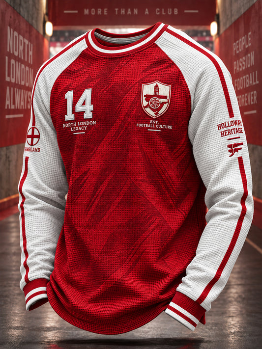 Men's Soccer Club Graphic Waffle-Knit Raglan Long-Sleeve Top
