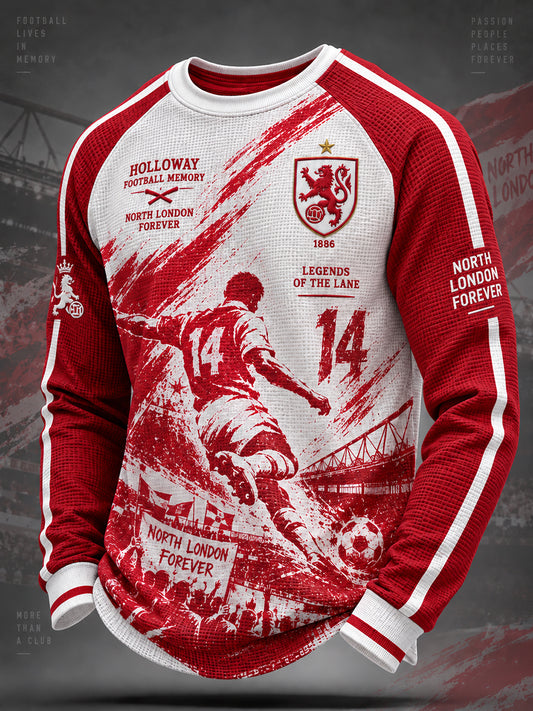 Men's Soccer Club Graphic Waffle-Knit Raglan Long-Sleeve Top