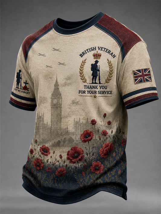 Men's British veteran Printed short sleeves t-shirt