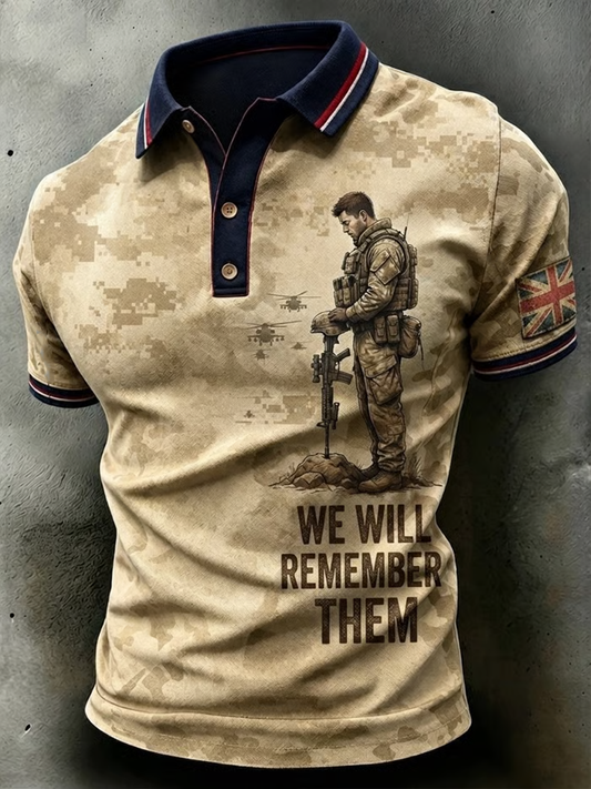 Men's British veteran Printed polo shirt