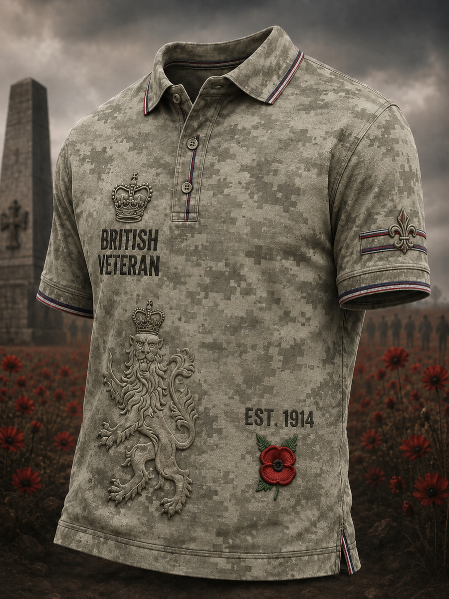 Men's British veteran Printed polo shirt