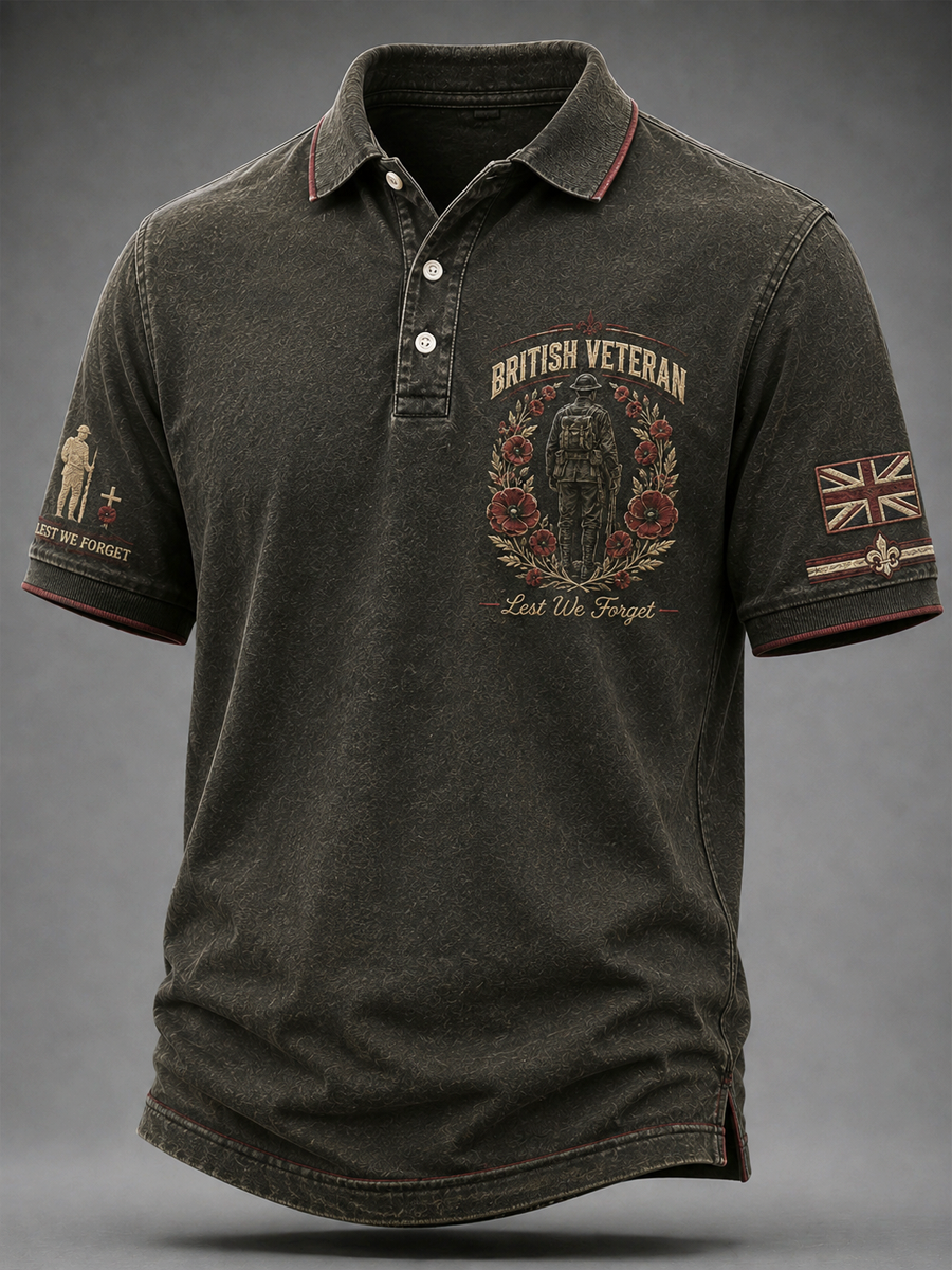 Men's British veteran Printed polo shirt