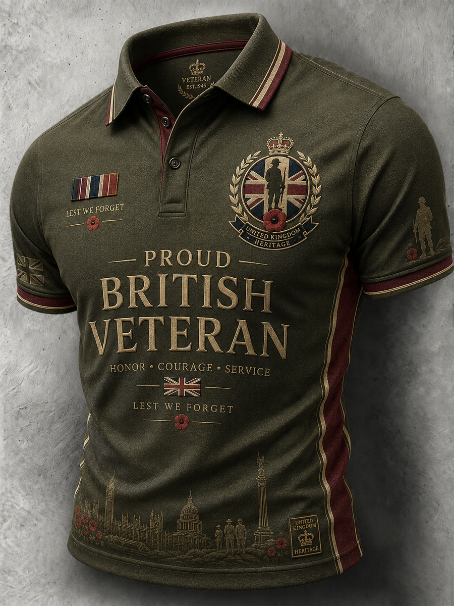 Men's British veteran Printed polo shirt