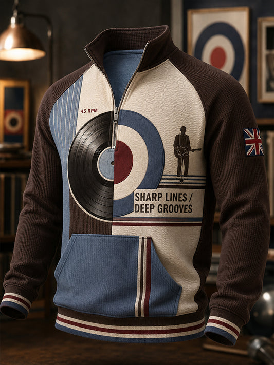 Men's Paul Weller and British Mod Culture Half-Zip Stand Collar Sweatshirt