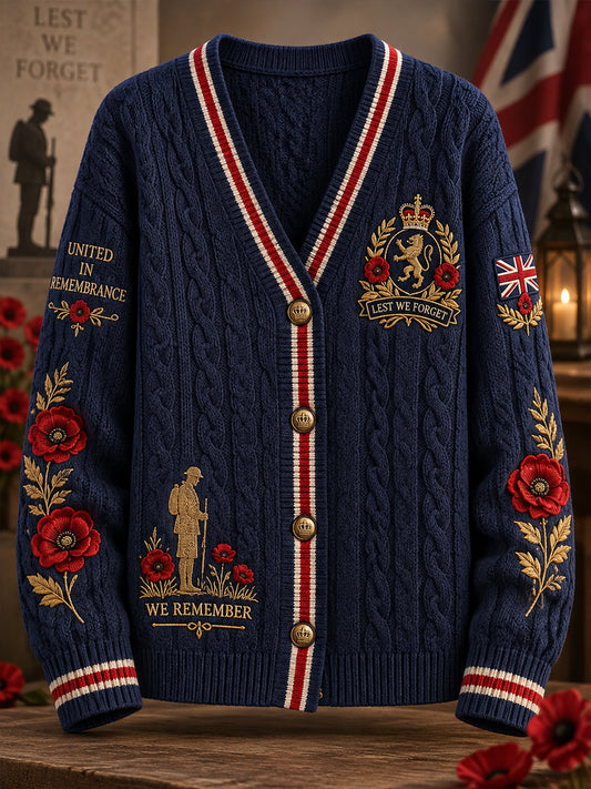 Women's Remembrance Day Print Knit Cardigan