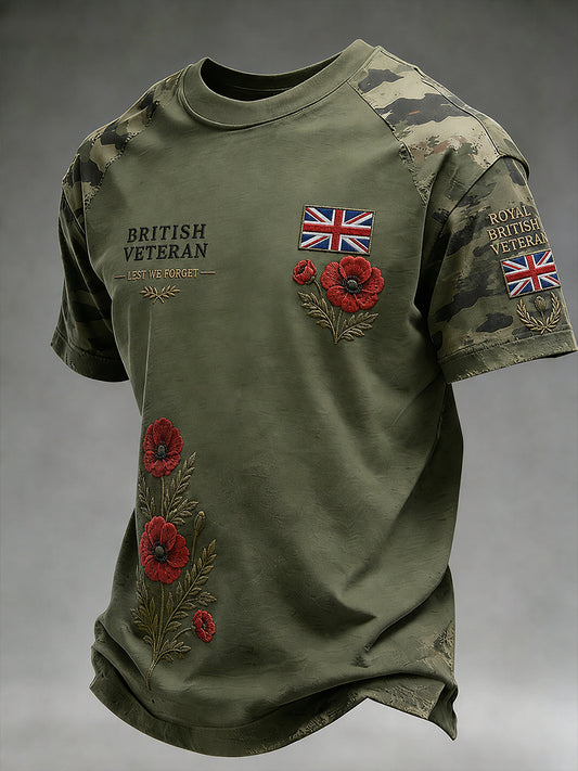 Men's Short-Sleeve T-Shirt With Vintage Veteran Commemorative Print