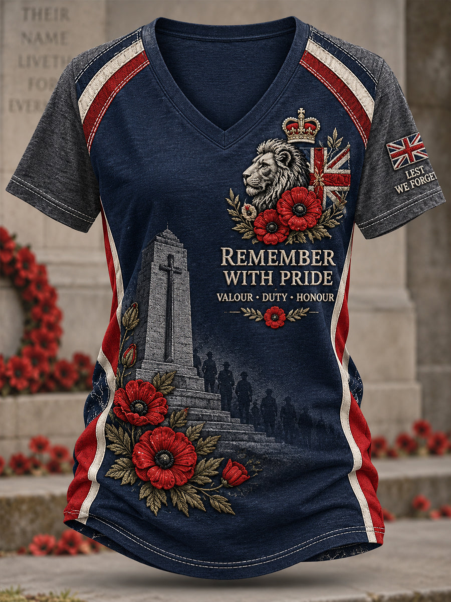 Women's Remembrance Day Print Raglan Short-Sleeve T-Shirt