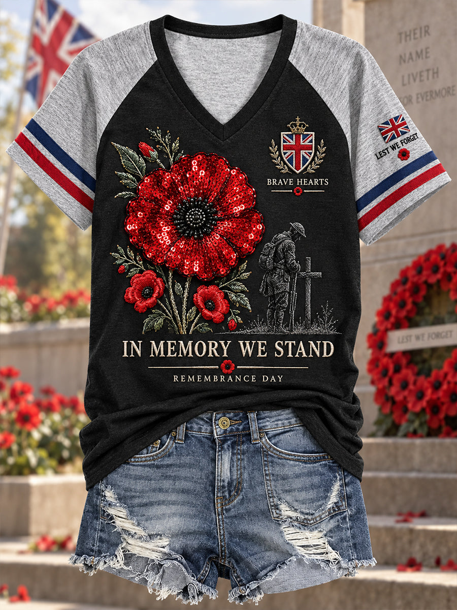 Women's Remembrance Day Print Raglan Short-Sleeve T-Shirt